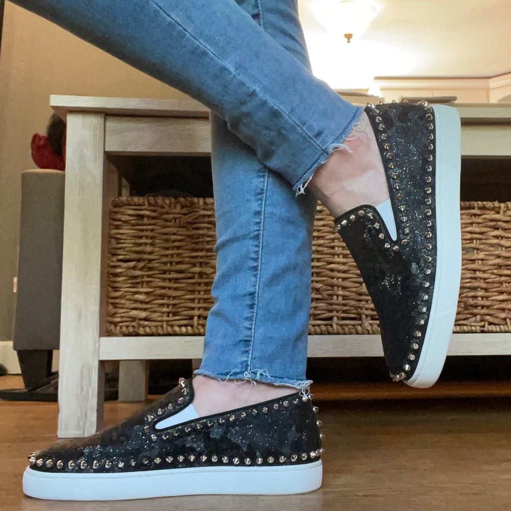 Christian Louboutin Black Studded Sneakers